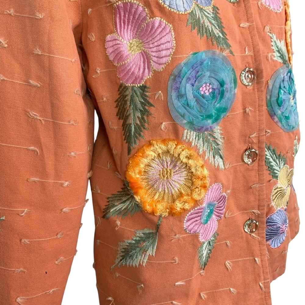 INDIGO MOON Embroidered Lined Blazer Jacket sz S - Picture 2 of 16